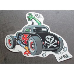 sticker hot rod pirate croix malte rouge autocollant rock