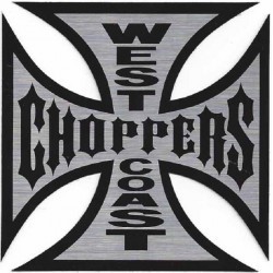 sticker west coast choppers 8cm croix de malte biker usa