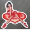 Sticker Bettie Page sitting on a sexy self-adhesive heart