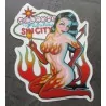 Sticker Pin Up Brown sexy nude flame Sin City Las Vegas USA