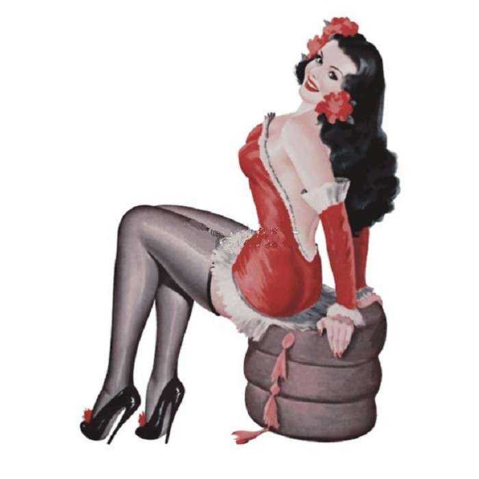 petit sticker pin up pneus style retro année 50 autocollant