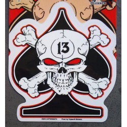sticker as de pique noir crane pirate 13 autocollant biker
