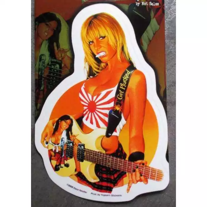 sticker pin up sexy et guitare autocollant rock roll
