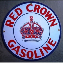 Red Crown Enamel Plate Gasoline Deco Garage Tole Email US