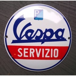 plaque décorative emaillée vespa servizio ronde tole email garage