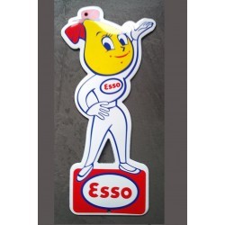plaque décorative emaillée esso girl 20cm tole email huile esence