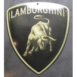 plaque décorative emaillée lamborghini noir doré blason tole email F12