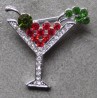 Glass brooch martini cocktail pin up sexy rock roll rhinestones