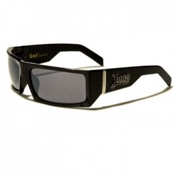 lunette de soleil locs noir brillant ecrit noir adulte homme