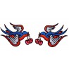 paire de patch hirondelle de couleur bleu avec cerise rockab