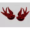 pair of patch swallow black red small badge pin up