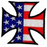 patch croix malte drapeau USA ecusson rock roll biker moto