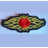 patch rose a flammes flamming ecusson femme rock roll biker