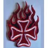 Patch Maltese Cross Flames Red Badge Rock Roll Biker