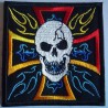 patch croix de malte et crane flamming multicolore ecusson