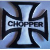 patch croix de malte blanche  inscrit chopper ecusson biker