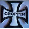 Patch White Maltese Cross inscribed Chopper Badge Biker