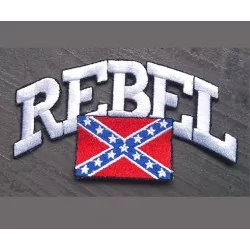patch rebel ecrit en blanc et drapeau ecusson thermocollant
