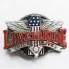 Live to ride belt buckle mbiker motorcycle chopper man