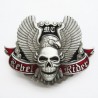 Belt buckle skull aillé rebel rider skull bike