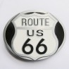 boucle de ceinture route 66 blanche et noire logo blason usa