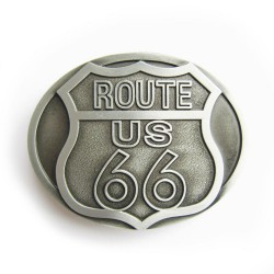 boucle de ceinture route 66 brut logo finition alu road usa