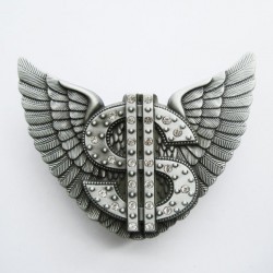 boucle de ceinture dollar ailé + briquet rock roll biker