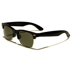 lunette de soleil style retro 50's noire verre vert homme