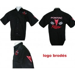 chemise pontiac racing chemisette noire logo brodé S au 6XL