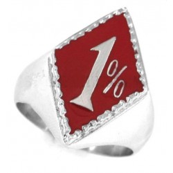 chevaliere 1% rouge 13us en inox bague hells angel biker homme