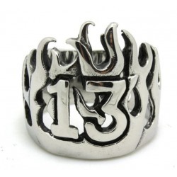 bague 13 à flammes 11uschevaliere homme biker rock roll