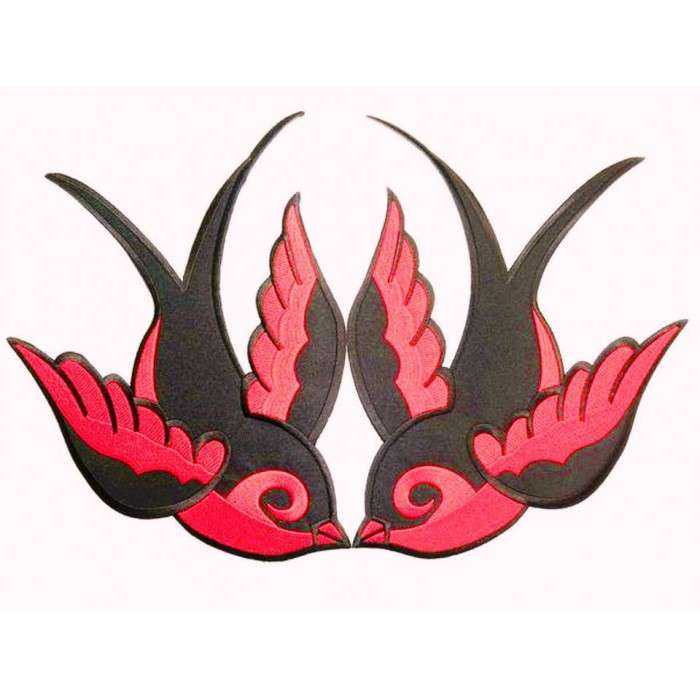 2 gros patch hirondelle noir rouge 28x24 cm new school pin up retro rockabilly 2 gros patch hirondelle noir rouge 28x24 cm new school pin up retro rockabilly