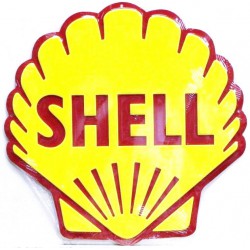 plaque coquillage shell   tole publicitaire rare en relief