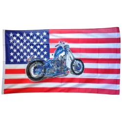 drapeau usa moto chopper bleu motorcycle etat unis 150x90 flag