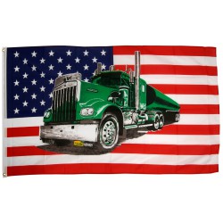 drapeau usa  etat unis  camion americain kenworth  ?  vert 150x90 flag