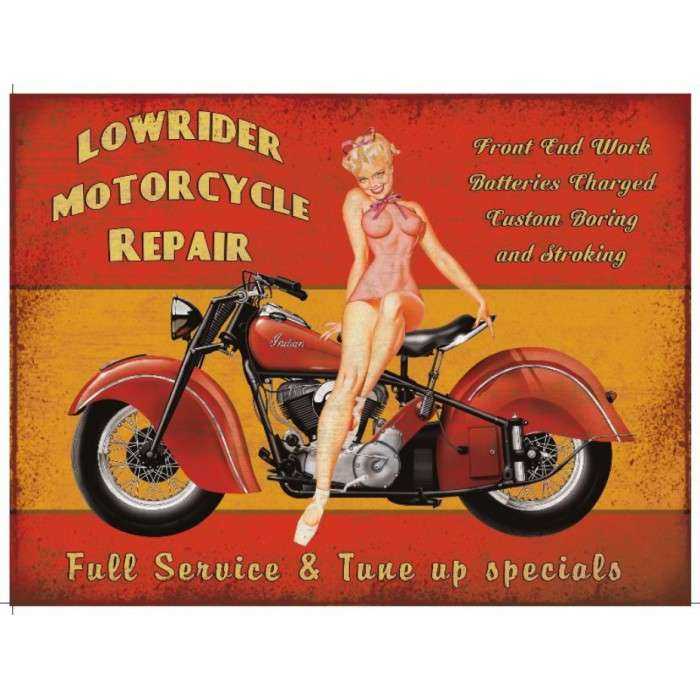 plaque pin up moto low rider 70x50cm tole deco us garage plaque pin up moto low rider 70x50cm tole deco us garage