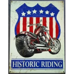 plaque moto historic riding 70x50cm tole deco garage