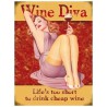 Plate Pin Up Wine Diva 70x50cm Tole Deco US Kitchen Bar Cace A Vin
