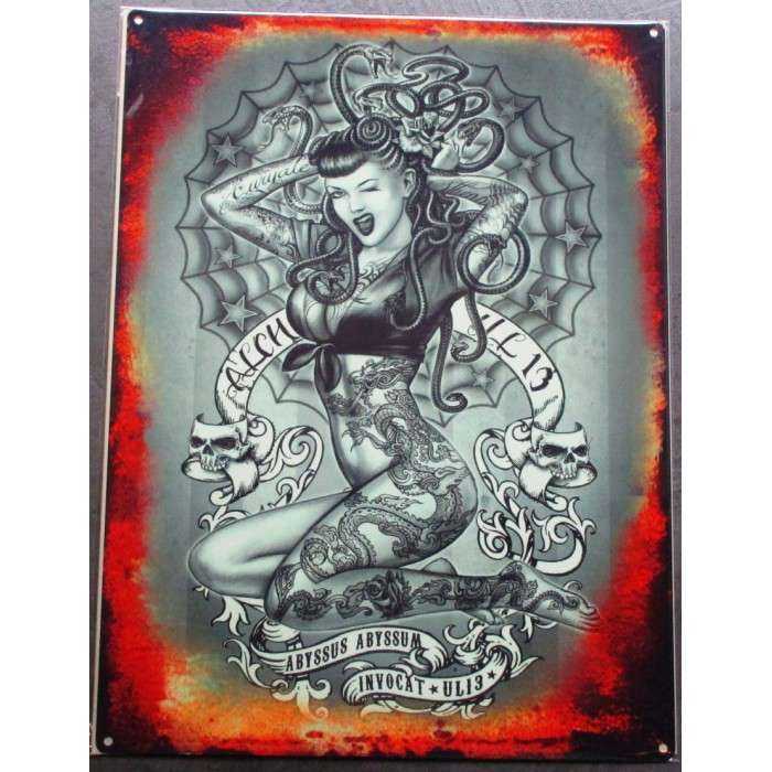 plaque pin up rockab serpent dans les cheveux 70x50cm tole deco us tattto salon tatouage plaque pin up rockab serpent dans les cheveux 70x50cm tole deco us tattto salon tatouage