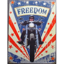 plaque  moto freedom motorcycle 70x50cm tole deco us diner loft