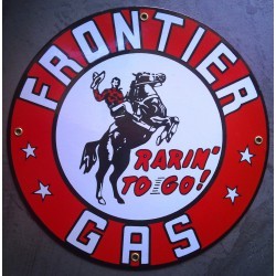 plaque emaillée frontier gas ronde deco garage tole email pub metal