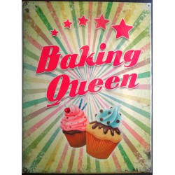 plaque cupcake baking queen reine des gateaux tole deco affiche