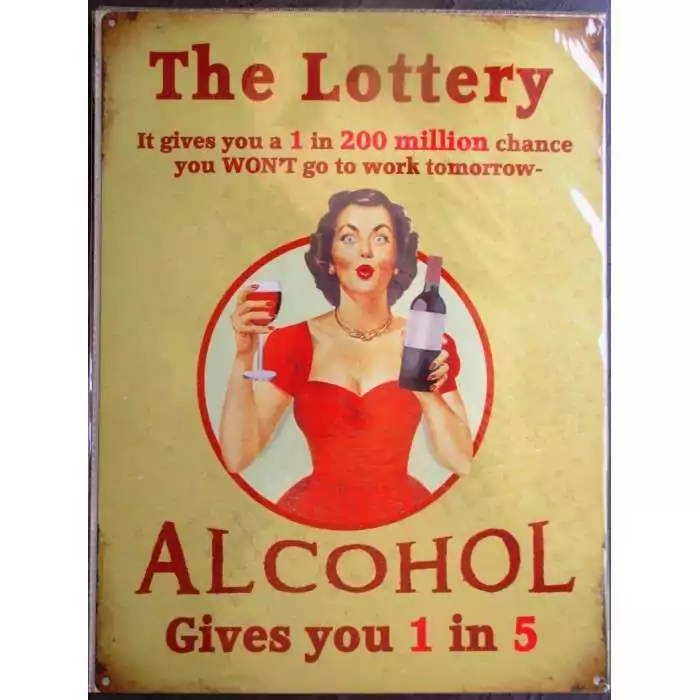 plaque pin up alcool the lottery style affiche retro 50's usa