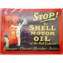 plaque stop for shell tole affiche metal deco garage huile esence