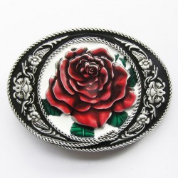 boucle de ceinture fleurs roses rouge ovale femme mode