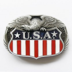 boucle de ceinture aigle et blason coloré des USA etats unis