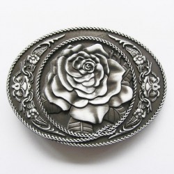 boucle de ceinture ovale fleur roses gravée femme mode