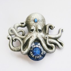 boucle de ceinture pieuvre bleu homme femme kraken mer
