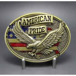 boucle de ceinture drapeau usa aigle american pride doré