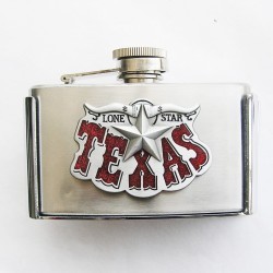 boucle de ceinture flasque a alcool tete de bison texax usa